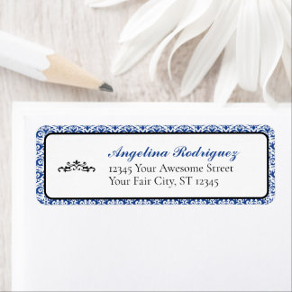 Blau-Damask-Muster-Abschluss