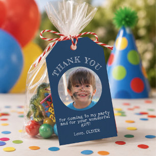 Blau Danke Geburtstagsjunge Foto Geschenkanhänger