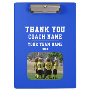 Blau Danke Trainer Teamname Foto Klemmbrett