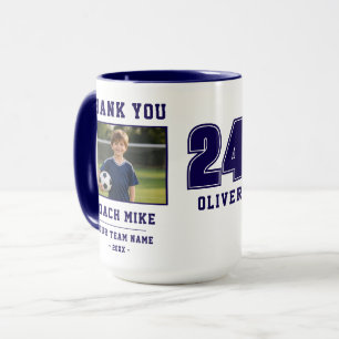Blau Danke Trainer Teamname Nummer Foto Tasse