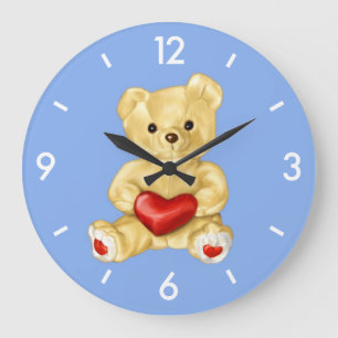Blau, das niedlichen Teddy-Bären Hypnotizing ist Große Wanduhr