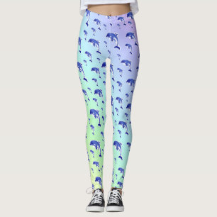 Blau, Delphin, Fisch, Natur, Wasser, Design, straf Leggings