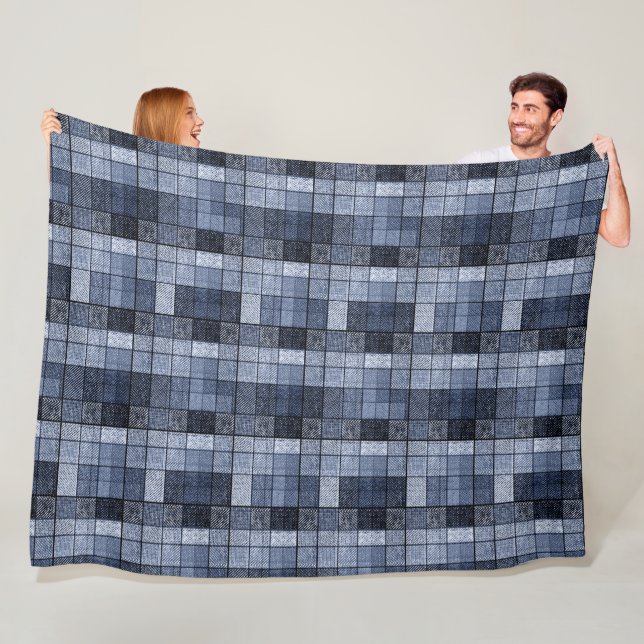 Blau, Denim, Tartan, kariert. Fleecedecke (Beispiel)