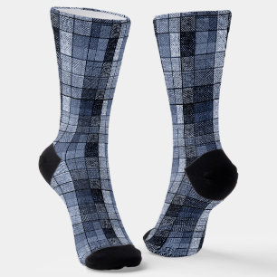 Blau, Denim, Tartan, kariert. Socken