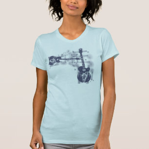 Blau der Gitarren-Grafik-2 T-Shirt