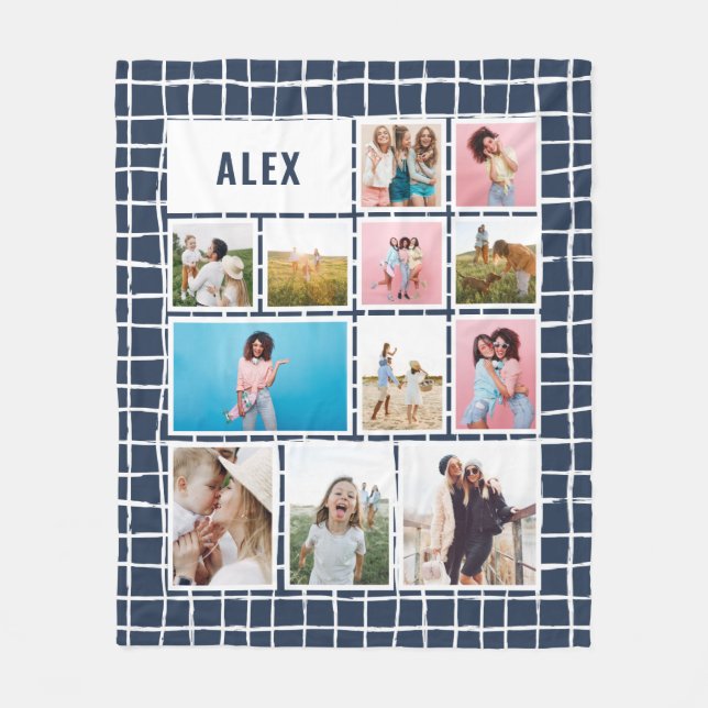 Blau der Gridschiff 12 Foto modern minimalistisch  Fleecedecke (Vorderseite)