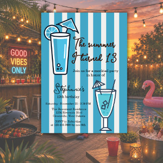 Blau Der Sommer, in dem ich 13 wurde Mocktail Gebu Einladung