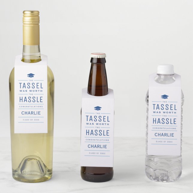 Blau der Tassel war den problematischen Abschluss  Flaschenanhänger (Beispiel)