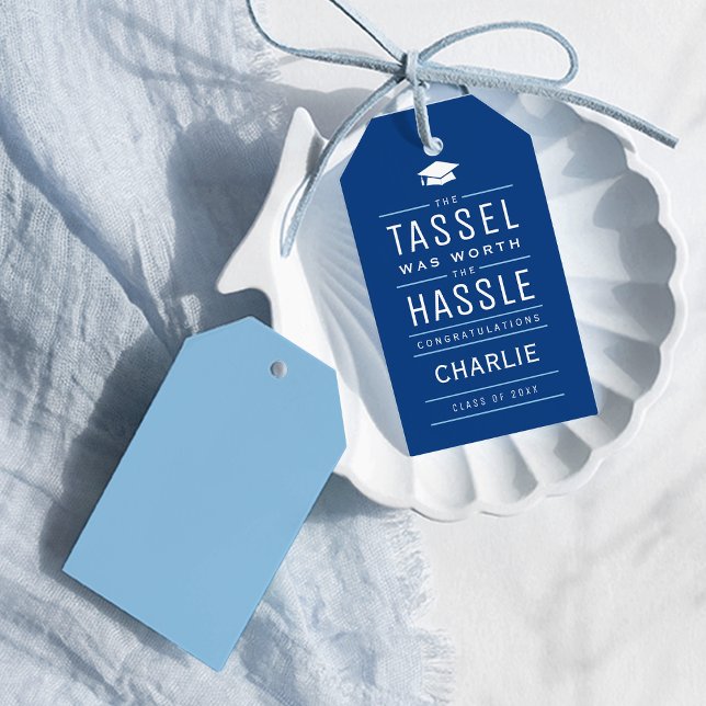 Blau der Tassel war den problematischen Abschluss  Geschenkanhänger (Blue the tassel was worth the hassle Graduation Gift Tags)