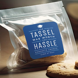 Blau der Tassel war den problematischen Abschluss  Quadratischer Aufkleber