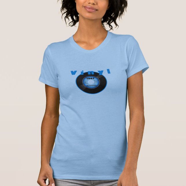 Blau der Vinyl45 Aufzeichnungs-1967 T-Shirt (Vorderseite)