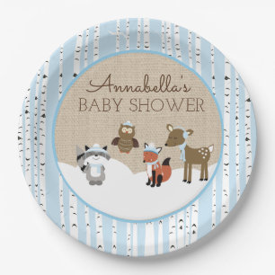 Blau der Winter-Waldtier-Platten- Pappteller
