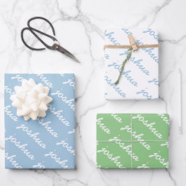 Blau des Add-YourName | Green Curry Name Geschenkpapier Set