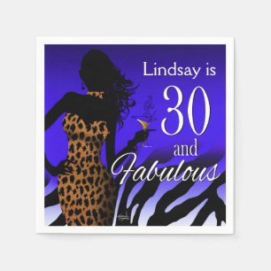 Blau des Bomben-Leopard-30. Geburtstages Serviette