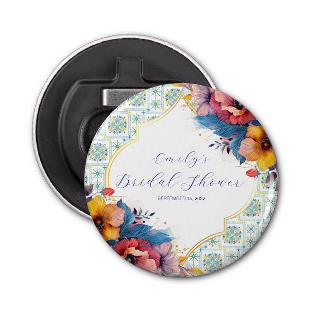 Blau des Mittelmeers Elegantes Brautparty Flaschenöffner (Vorderseite)