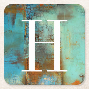 Blau des Monogramm-  Deja Rechteckiger Pappuntersetzer