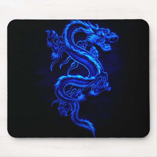 Blau-Drache-schwarzfeuer Mousepad (Vorne)