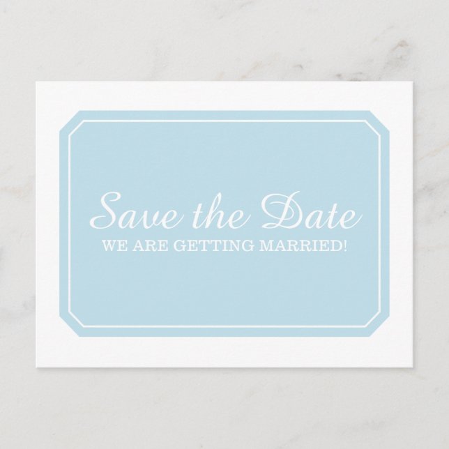 Blau Einfach elegant Save the Date Postkarte (Vorderseite)
