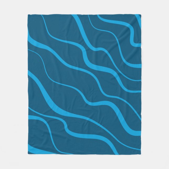 Blau, einfach, modern, coole Wellenabstraktion Fleecedecke (Vorderseite)