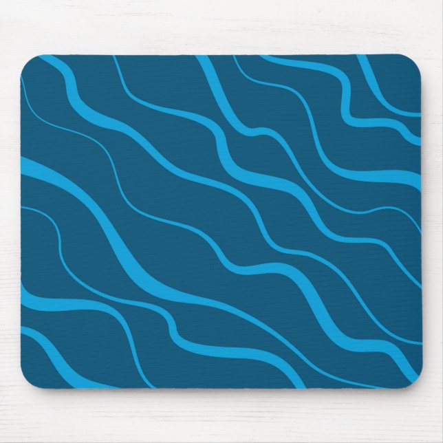 Blau, einfach, modern, coole Wellenabstraktion Mousepad (Vorne)