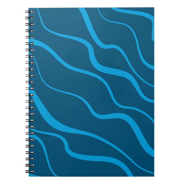 Blau, einfach, modern, coole Wellenabstraktion Notizblock (Vorderseite)