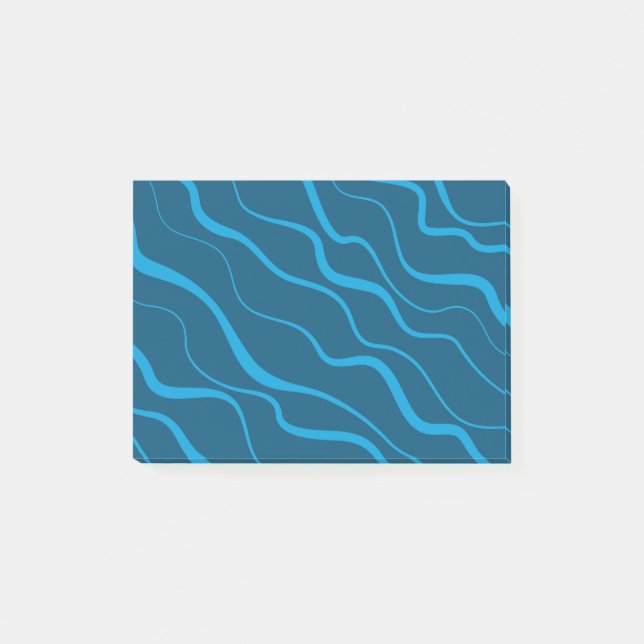 Blau, einfach, modern, coole Wellenabstraktion Post-it Klebezettel (Vorderseite)