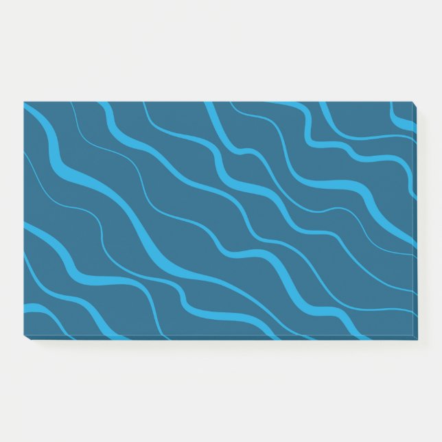 Blau, einfach, modern, coole Wellenabstraktion Post-it Klebezettel (Vorderseite)