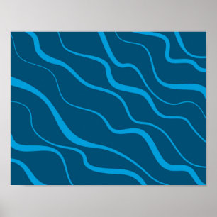 Blau, einfach, modern, coole Wellenabstraktion Poster