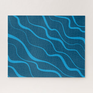 Blau, einfach, modern, coole Wellenabstraktion Puzzle