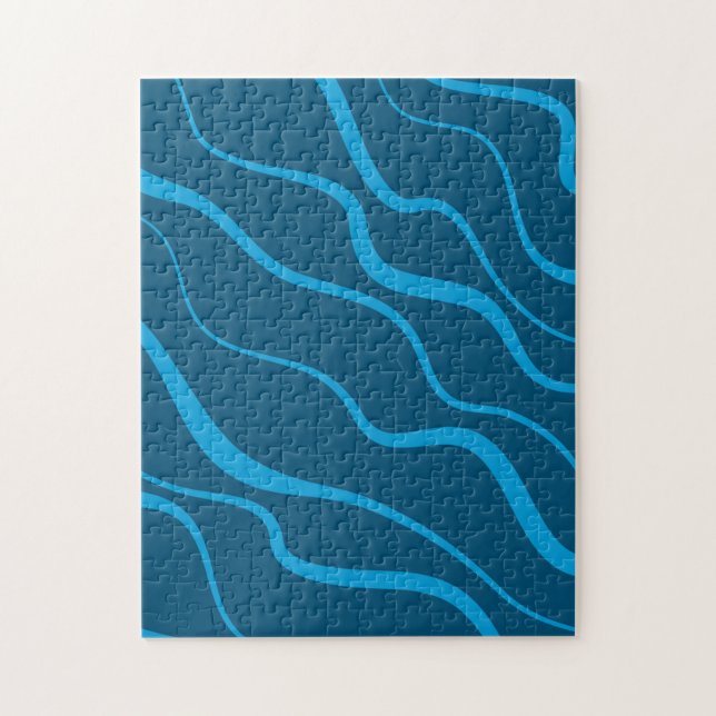 Blau, einfach, modern, coole Wellenabstraktion Puzzle (Vertikal)