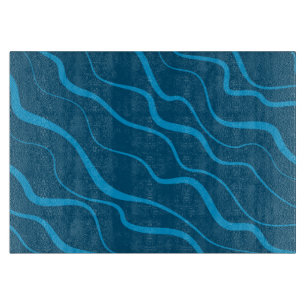 Blau, einfach, modern, coole Wellenabstraktion Schneidebrett
