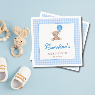 Blau elegant können wir warten Babydusche Serviett Serviette