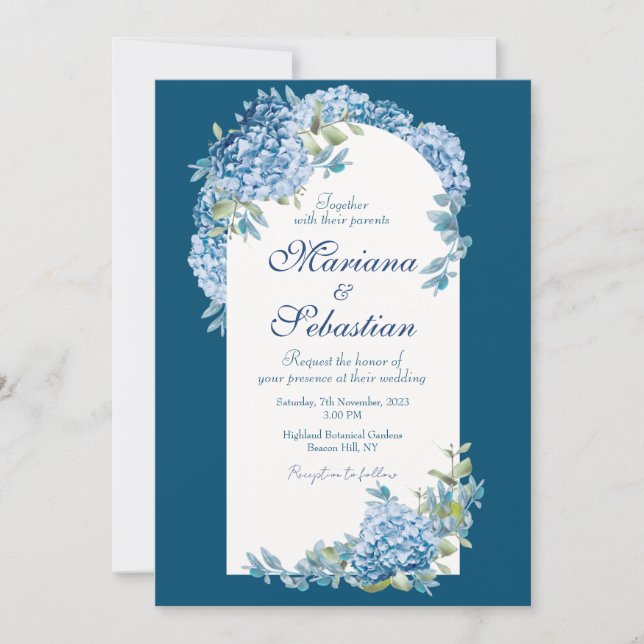 Blau Elegant Rustikal Einfaches Glossy und schön Save The Date (Vorderseite)