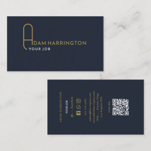 Blau Elegante Standard QR Code Business Card Visitenkarte