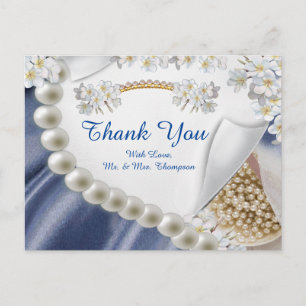 Blau, Elfenbein, Grün, Gold, Silk & Perl Tank Y Po Postkarte