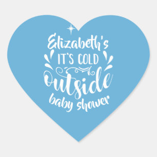 Blau, es ist kalt draußen Baby Shower/Sprinkle Herz-Aufkleber