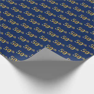 Blau, Falschgold 50. (fünfzigstes) Ereignis Geschenkpapier