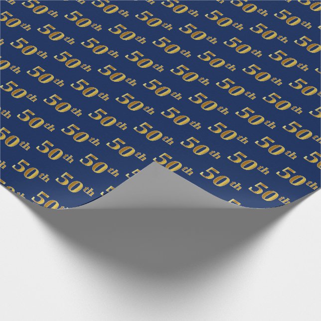Blau, Falschgold 50. (fünfzigstes) Ereignis Geschenkpapier (Ecke)
