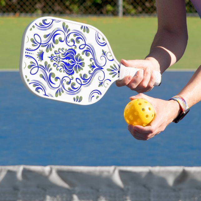 Blau-Farbe Grün und Weiße Damaskus Pickleball Schläger (InSitu)