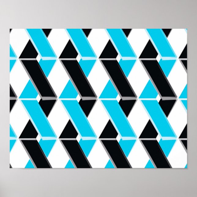 Blau, fett, cool, trendig geflochtene geometrische poster (Vorne)