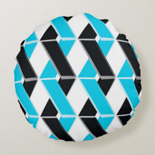 Blau, fett, cool, trendig geflochtene geometrische rundes kissen