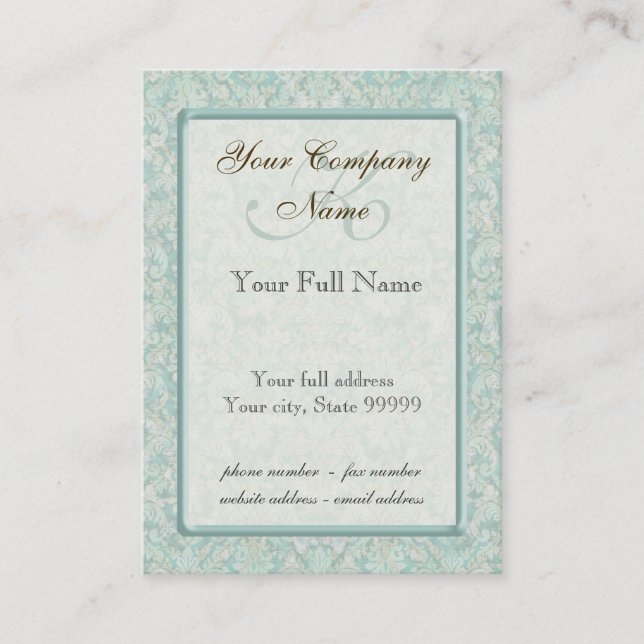 Blau Fleur di Lys Damask u. Brown-Visitenkarten Visitenkarte (Vorderseite)