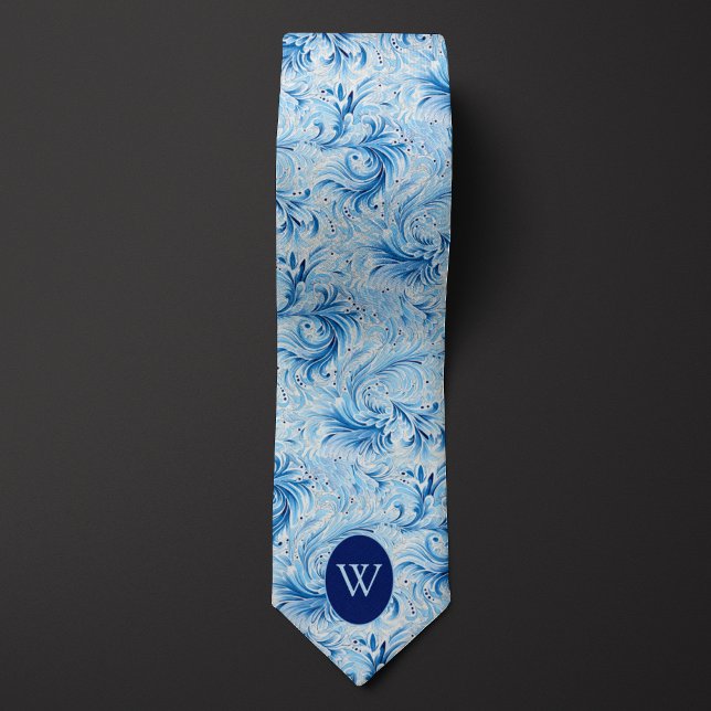 Blau floral Inspiriert Monogramm Krawatte (Von Creator hochgeladen)