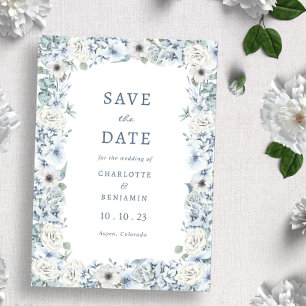 Blau Floral Save The Date