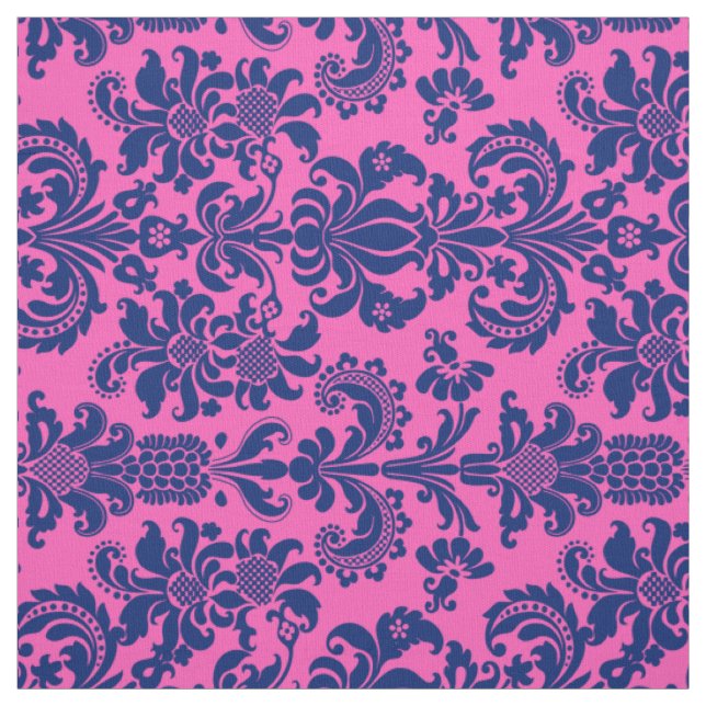 Blau florale Damaskus benutzerdefiniert rosa Hinte Stoff (Muster)