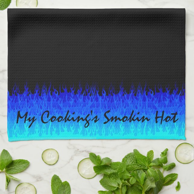 Blau Frisierte Auto Flammen - Smokin-Heiß beim Koc Geschirrtuch (Gefaltet)