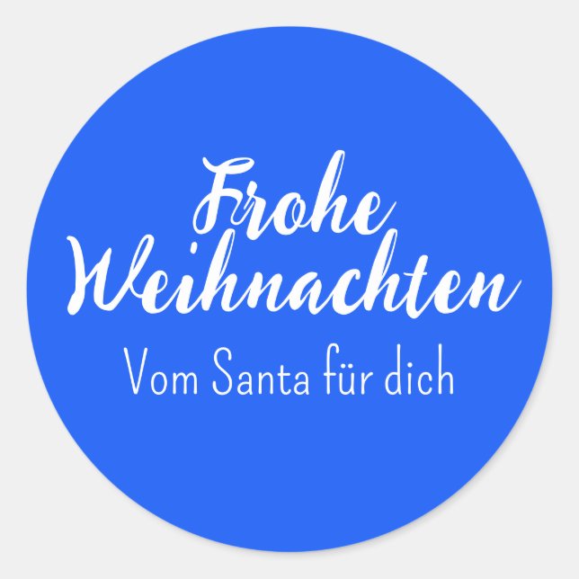 Blau Frohe Weihnachten Merry Christmas in German  Runder Aufkleber (Vorderseite)