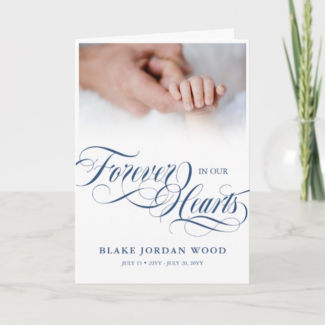 Blau für immer in unserem Herzen Baby Boy Beerdigu Programm (Vorderseite)