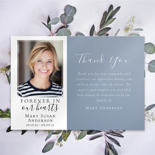 Blau für immer in unserem Herzen Foto Beerdigung Dankeskarte (Von Creator hochgeladen)