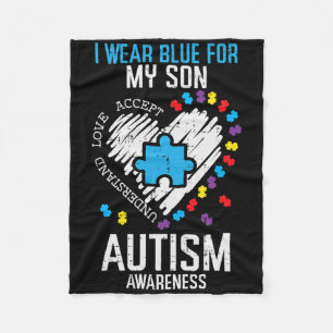 Blau für meine Sohn Autismus Awareness Asd Familie Fleecedecke
